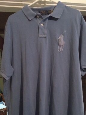 Polo By Ralph Lauren Xxl Polo Shirt Nice Distressed Blue Wore 2 Hours🔥🔥